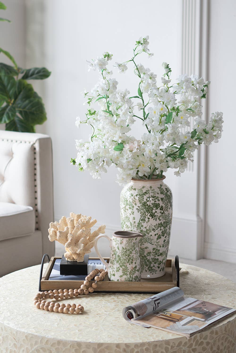 7.5x7.5x14.5" Verdant Whisper Ceramic Vase