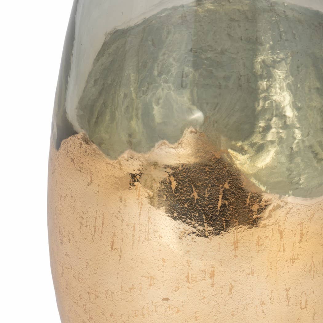 Clear 15 in. Glass Modern Gold-Dipped Vase