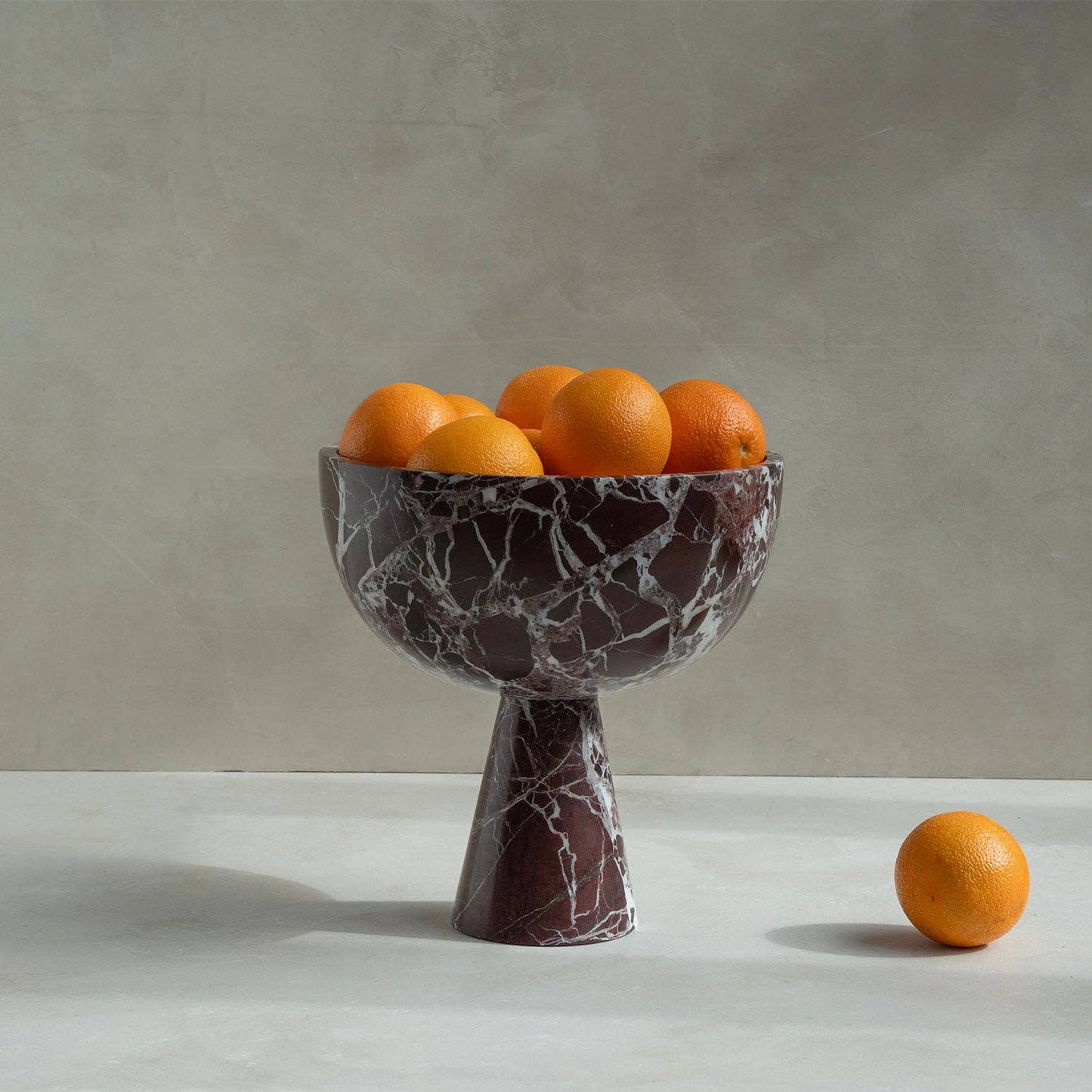 BURGUNDY MARBLE PEDESTAL BOWL XL