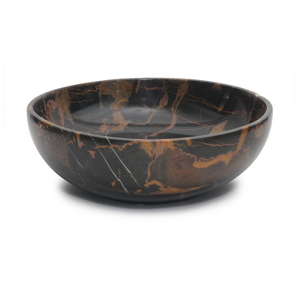 12"  Black & Gold Marble Decorative Bowl