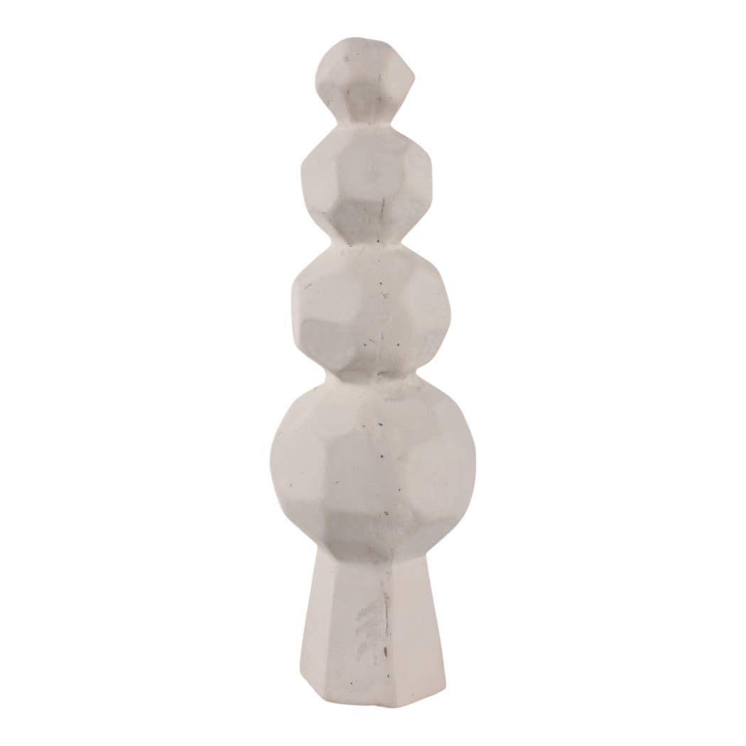 Ceramic Faceted Rocks Geometric Sculpture - White, 19 in.