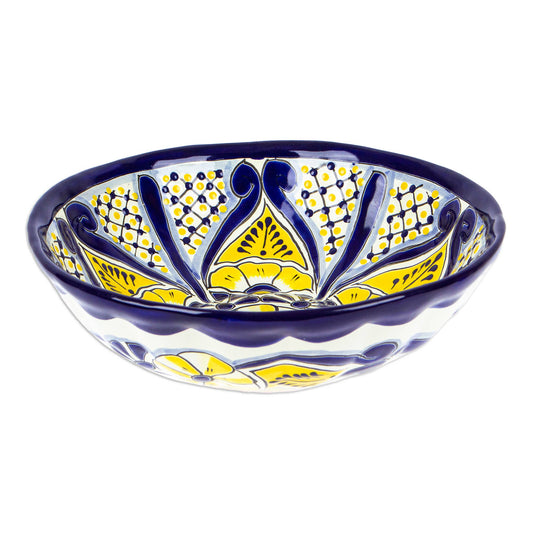 Novica Handmade Sunny Blooms Ceramic Salad Bowl