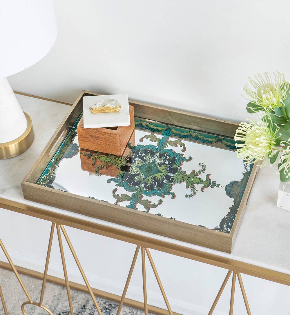 18x13x2" Opulent Baroque Mirror Tray
