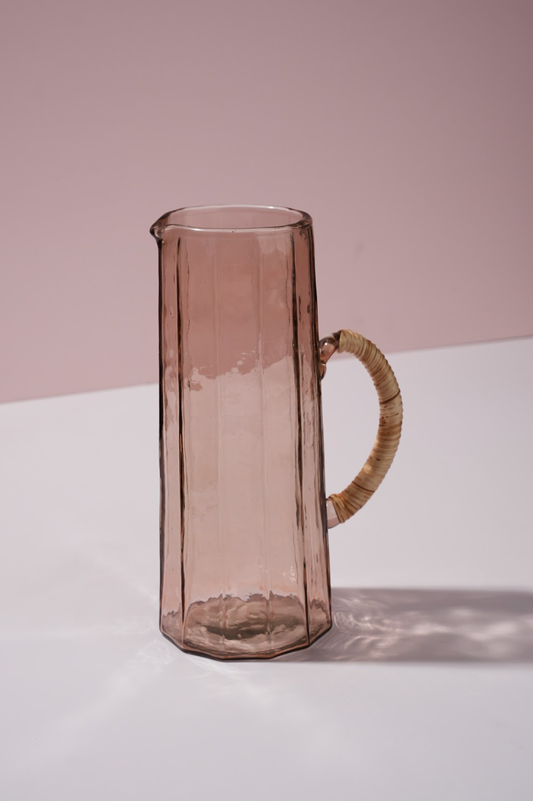 Hammered water pitcher, Pink -6.25 x 9.5 Inches