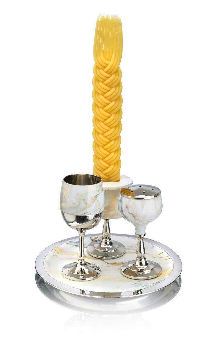Abstract White & Gold Havdalah - Judaica