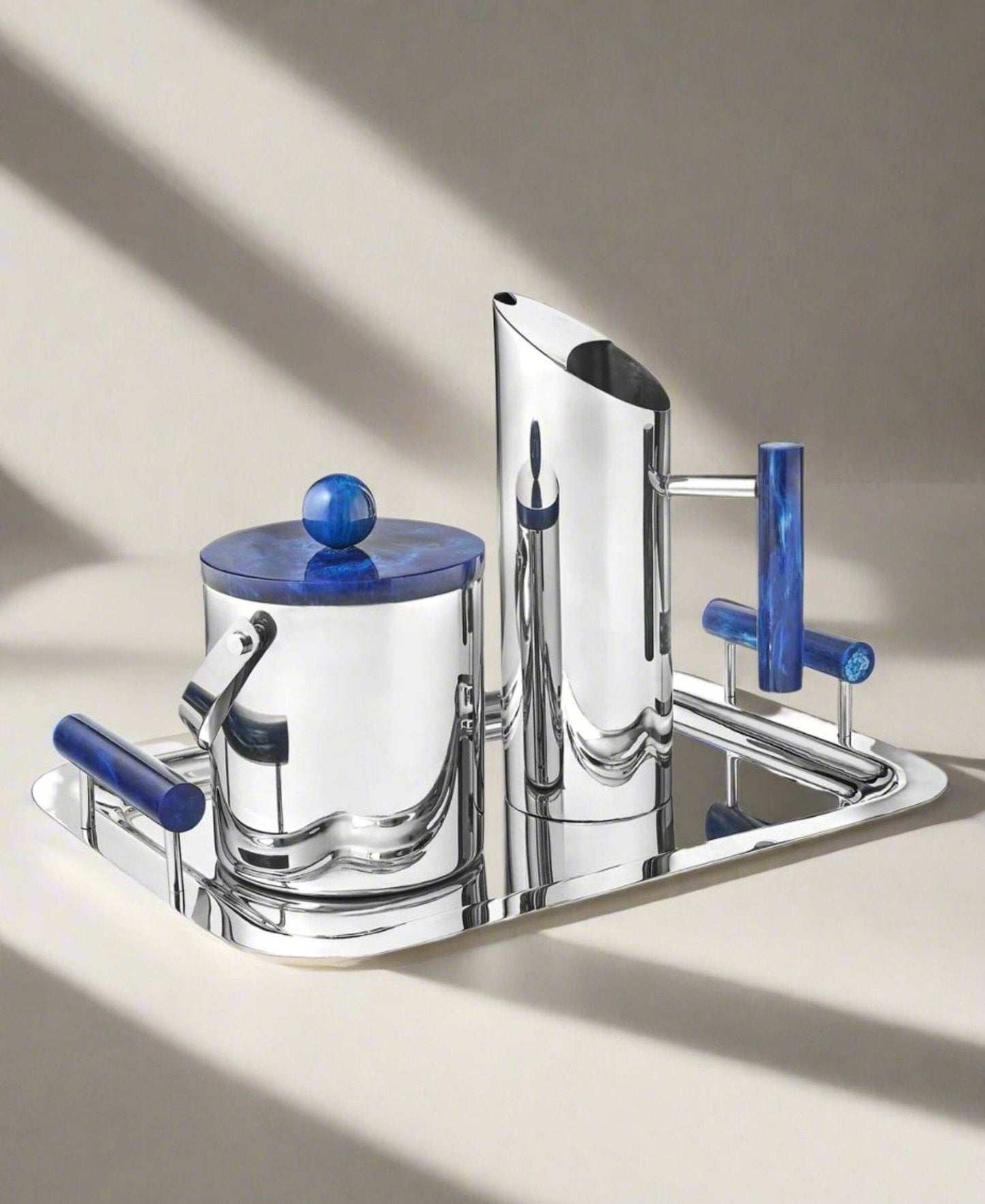 Azure Blue Resin & Stainless Steel Tray