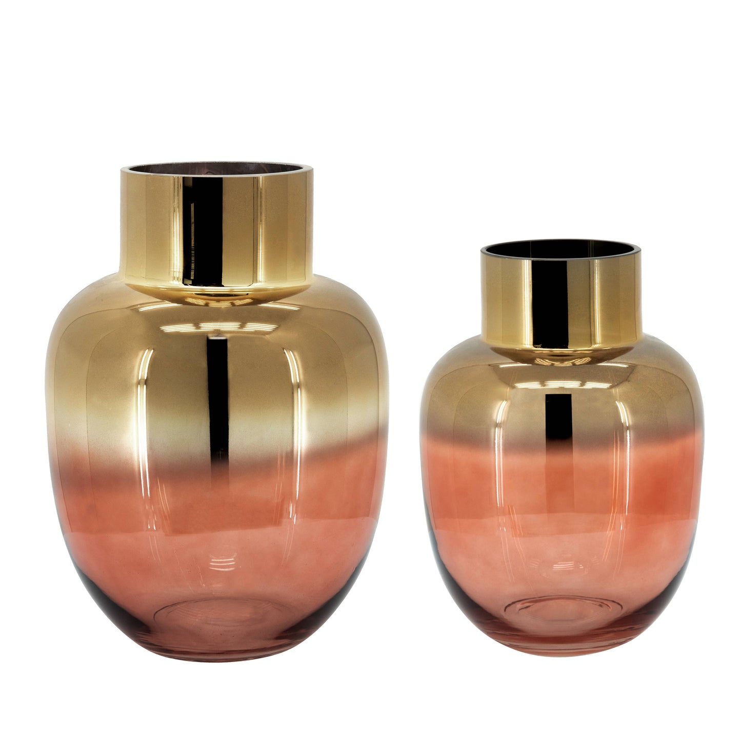 Glass Metallic Modern Decorative Flower Vase - Pink, 12 in. Big