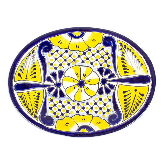 Yellow Blooms Ceramic Serving Plate
