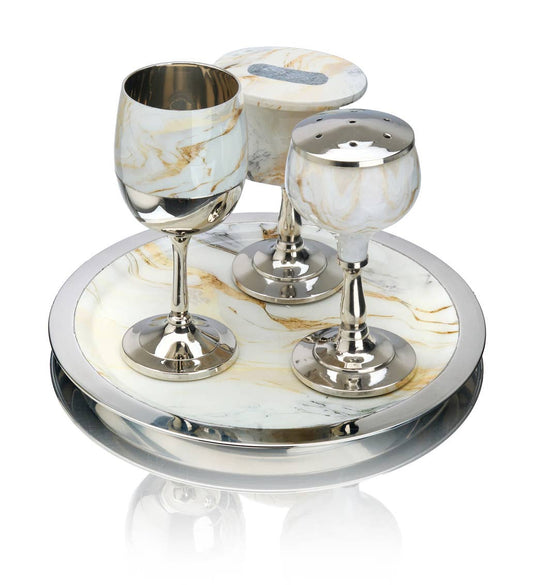 Abstract White & Gold Havdalah - Judaica