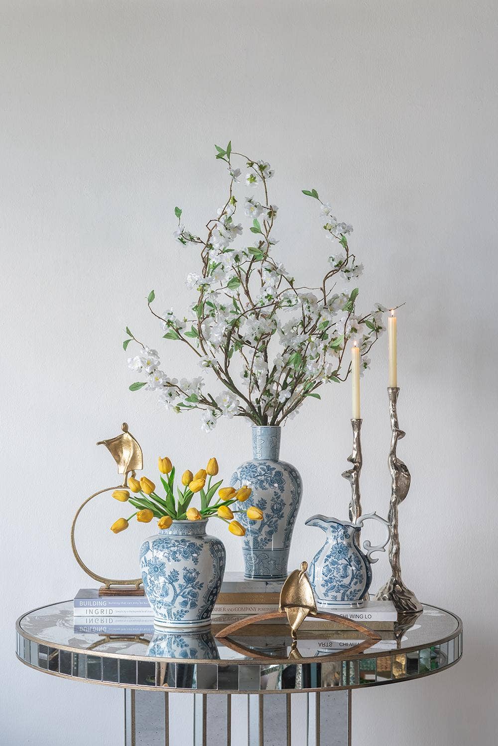 9x5x10" Decorative Porcelain Pitcher w/ Blue & White Floral