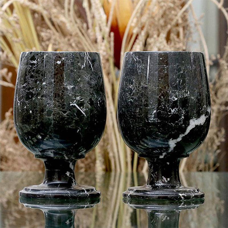 Marble Wine Glass Black