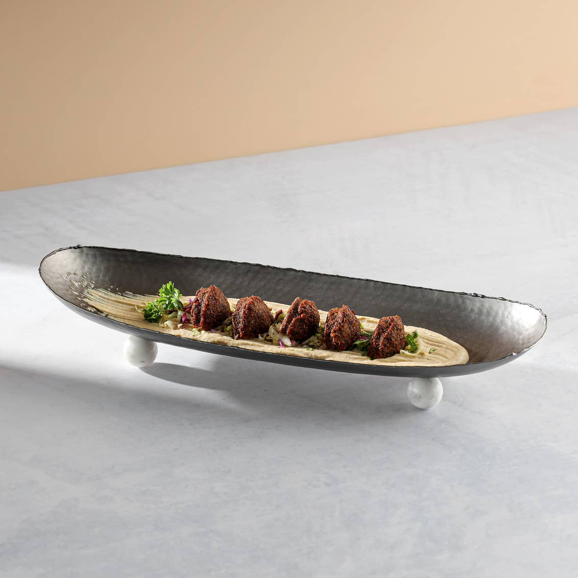 Hammered Black and White Oblong Tray