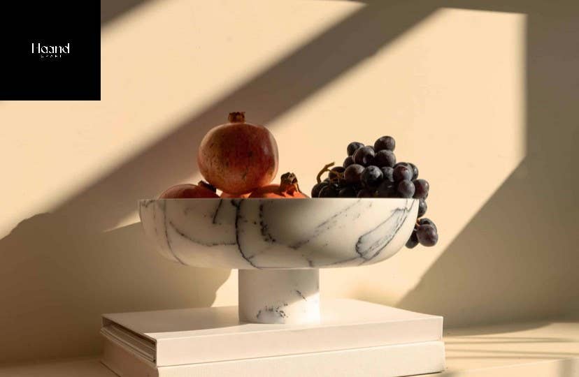 MARBLE PEDESTAL BOWL with LEG- Large  Table Top Décor Bowl